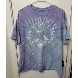 Playboy Bunny Tie Dye Tee Flower Men's Large Throwback Short Sleeve T-Shirt